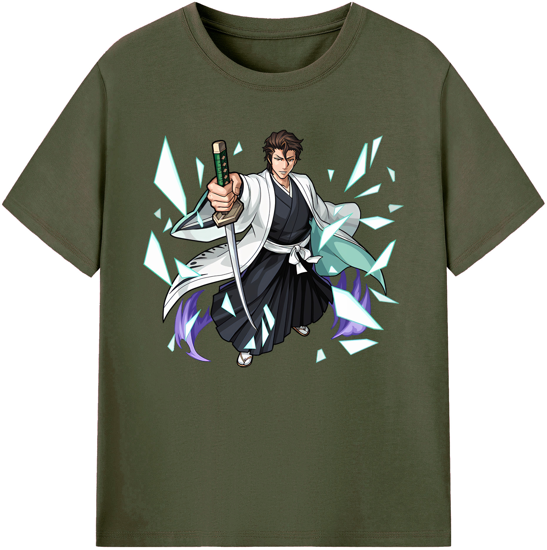 （画像用） ブリーチ 藍染 惣右介（あいぜん そうすけ） BLEACH Aizen Sousuke 綿100％ メンズ半袖Tシャツ｜肌触りやわらか＆通気性